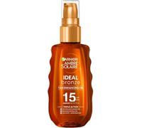 Garnier Ambre Solaire Huile protectrice Ideal Bronze Crème solaire SPF15, indice de protection solaire élevé 15, beurre de karité, résistant à l'eau et non gras, protection UVA et UVB, 150 ml