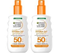 Garnier Ambre Solaire Hydra Protect+ 24h SPF 50 Spray de protection solaire UVA et UVB avec vitamine E 150 ml (Lot de 2)