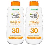 Garnier Ambre Solaire Hydra Protect+ Lait Solaire 24h SPF 30 Protection UVA et UVB avec Vitamine C 175 ml (Lot de 2)