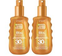 GARNIER Ambre Solaire Ideal Bronze - Spray Lait Protecteur FPS 30 - Protège des UVA & UVB - Sublime Le Bronzage - Prévient Le Vieillissement - Résiste à L'eau - Tous Types de Peaux - 150 ml (Lot de 2)