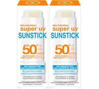 Garnier Ambre Solaire SPF 50+ Super UV Sunstick Transparent & Non Graisse Visage & Lèvres Haute Protection UV Nourrissant avec Beurre de Karité & Vitamine E 8h Hydratant 9g (Lot de 2)