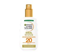 Garnier Ambre Solaire Spray de protection bronzant Ideal Bronze, Visage et Corps, Activateur de Mélanine pour un bronzage intense et uniforme avec protection moyenne SPF20, 200 ml