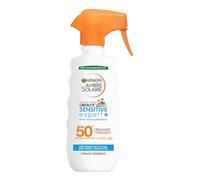 GARNIER Ambre Solaire - Spray Gâchette Sensitive Expert+ Enfant - Haute Protection Solaire FPS 50+ - Protège des UVA, UVB & UVA Longs - À Base De Céramides - Peaux Sensibles - 270 ml
