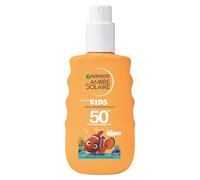 GARNIER Ambre Solaire - Spray Solaire Enfant Le Monde de Nemo Disney FPS 50+ - Hydrate & Protège des UVA, UVB & UVA Longs - Anti-Sable - À Base D'Aloe Vera - Peaux Sensibles - 150 ml