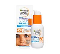 Garnier Ambre Solaire Visage Sérum Invisible SPF50+ Céramide 30ml | Céramide, Très haute protection invisible, Hypoallergénique, Non gras, Sans parfum, Fluide Fini ultra léger invisible