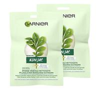 Garnier Bio - Éponge Konjac Nettoyante et Exfoliante - 100% Végétale - Pour Tous Types de Peaux - Lot de 2