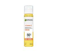 Garnier Brume Anti-UV Booster Éclat Vitamine C SPF50+ Visage 75ml | Complexe antioxydant Vitamine C & E, Prévient taches brunes UV, Fini invisible, Fixateur maquillage