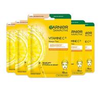 GARNIER Skin Active - Lot De 5 Masques Tissu Booster D'Éclat - Illumine, Hydrate & Repulpe La Peau - Vitamine C Et Acide Hyaluronique - Vegan & Cruelty Free - Peaux Ternes - x5