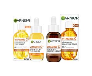 Garnier Coffret Duo Sérums Vitamine C Jour & Nuit Éclat Visage 2x30ml | Réduit taches brunes et cicatrices acné, Booste l'éclat du Visage, Vegan & Cruelty Free, Tous types de peaux