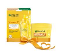GARNIER - Coffret Idée Cadeau Saint-Valentin - Routine Éclat & Anti-Taches Vitamine C - Crème Sorbet Fresh & Bright (85ml) & Duo de Sérums Jour & Nuit (2x30ml) - Tous Types de Peaux