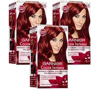 Garnier Color Sensation 6.60 Rouge Intense Coloration Crème Permanente Longue Tenue Effet Soie à l'Huile de Rose - Lot de 3