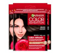 Garnier Color Sensation Color Retouch Coloration Permanente pour Racines Couverture 100% Cheveux Blancs Application Facile Teinte Brun - Lot de 3