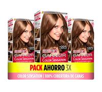 Garnier Color Sensation Lot de 3 colorations permanentes et intenses réutilisables avec bol et pinceau, blond foncé 6.0