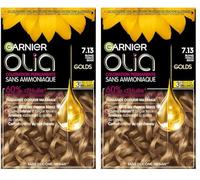 Garnier Coloration Permanente - Sans Ammoniaque - Aux Huiles Naturelles de Fleurs - Blond Beige Foncé (7.13) - Olia (Lot de 2)