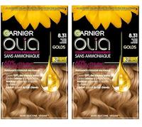 Garnier Coloration Permanente - Sans Ammoniaque - Aux Huiles Naturelles de Fleurs - Blond Doré Cendré (8.31) - Olia (Lot de 2)