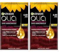 Garnier Coloration Permanente - Sans Ammoniaque - Aux Huiles Naturelles de Fleurs - Rouge Intense (6.60) - Olia Vivids (Lot de 2)