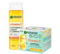 Garnier Crème visage bio jour vitamine C pour peaux ternes, réduit les ridules avec super agrumes 50 ml + traitement liquide éclaircissant SkinActive pour peaux sensibles 120 ml
