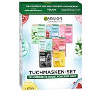Garnier Ensemble de masques en tissu pour tous types de peau, 7 masques faciaux pour peaux sèches et normales, formule végétalienne à l'acide hyaluronique, Hydra Bomb et Nutri Bomb, ensemble de