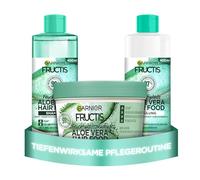 Garnier Fructis Hair Food Lot de 3 flacons de 400 ml pour cheveux secs avec masque 3 en 1, shampoing et après-shampoing, soin anti-frisottis