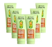 Garnier Fructis Keratin Sleek Shampooing à l'huile d'argan et complexe de kératine pour cheveux secs et sujets aux frisottis 6 x 200 ml
