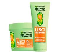 Garnier Fructis Kératine Liss Routine Shampooing 200ml + Masque 370ml Traitement Lissant pour Cheveux Secs et Éteints Formule Végane avec Kératine Végétale et Huile d Argan - Set de 2