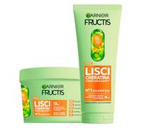 Garnier Fructis Kit Cheveux Lissant à La kératine avec Shampoo 200 ml + Masque 370 ml Traitement Lissant Kératine Végétale & Huile d’Argan pour Cheveux Secs et Sans Éclat Formule Végane - Lot da 2