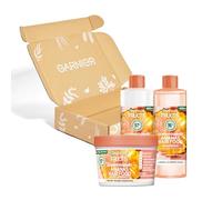 Garnier Fructis Kit de soin capillaire brillant pour cheveux longs et ternes avec complexe vitaminé et lipidique, shampoing alimentaire à l'ananas (400 ml), après-shampoing (400 ml), après-shampoing