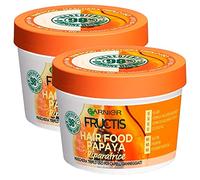 Garnier Fructis Lot de 2 masques capillaires alimentaires 3 en 1 pour réparation Papaye, 2 bocaux de 390 ml