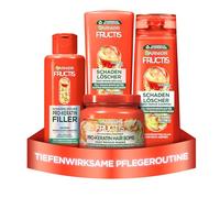 Garnier Fructis Lot de 4 flacons d'extincteur pour cheveux abîmés avec pro-kératine et huile de marula, shampoing 250 ml, après-shampoing 200 ml, cure 200 ml, masque 320 ml