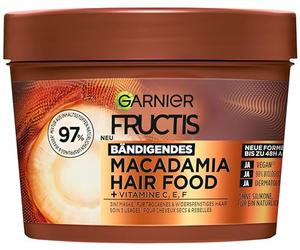 Garnier Fructis Macadamia Masque capillaire sans silicone 3 en 1 pour cheveux secs et rebelles, sensation naturellement douce, effet lissant et anti-frisottis, sans silicone, 400 ml
