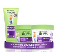 Garnier Fructis Méthode Boucles - Routine 3 Produits pour Cheveux Bouclés : Shampooing, Masque & Gelée Capillaire Hydratante - Acide Hyaluronique - Hydratation & Définition - Tous Types de Boucles