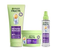 Garnier Fructis Méthode Boucles Routine Shampooing, Masque, Spray Hydratant à l'Acide Hyaluronique et beurre de Karité