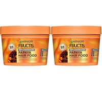 Garnier Fructis Papaya Masque capillaire sans silicone pour cheveux abîmés et plus de souplesse, réparateur et régénérant, formule végétalienne, sans silicone, 3 en 1, 400 ml (Lot de 2)