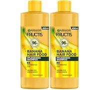 Garnier Fructis Shampooing à la banane pour cheveux abîmés, nettoyage en douceur avec mousse légère, pour plus de souplesse et des cheveux soignés, formule végétalienne, sans paraben, 3 en 1, 400 ml