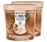 Garnier Good Coloration Cheveux sans Ammoniaque Teinture Permanente 8 Semaines Couleur Lumineuse et Vive Couvre 100% des Cheveux Gris Formule Vegan 7.12 Blond Foncé Café Crème - 2 Paquets