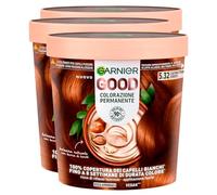 Garnier Good Coloration Permanente 5.32 Châtain Coucher de Soleil Doré Longue Tenue Jusqu'à 8 Semaines 100% de Couverture des Cheveux Blancs Formule Vegan Sans Ammoniaque - 3 Paquets