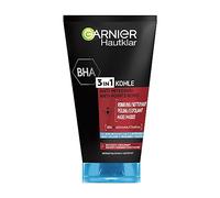 Garnier Hautklar Lot de 3 nettoyants visage 3 en 1 pour peaux à imperfections, nettoyage anti-points noirs, gommage et masque, avec charbon de bois, extrait de myrtille et acide salicylique, sans