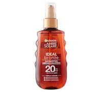 Garnier Huile bronzante en spray, protection moyenne, SPF 20+, bronzage doré et intense, peau protégée et embrassée par le soleil, imperméable, Ambre Solaire, Ideal Bronze, 150 ml