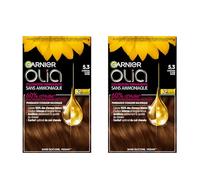 Garnier Huile de couleur permanente sans ammoniaque avec des huiles de fleurs d'origine naturelle à action éclairante et nutritive, couleur 5,3 marron doré - 2 paquets