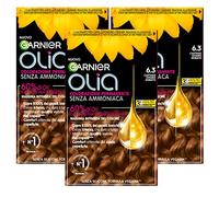 Garnier Huile de couleur permanente sans ammoniaque avec des huiles de fleurs d'origine naturelle à action éclairante et nutritive, couleur 6,3 châtain clair doré - 3 paquets