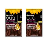 Garnier Huile de couleur permanente sans ammoniaque avec des huiles de fleurs d'origine naturelle à action éclairante et nutritive, couleur 5,5 acajou - 2 paquets