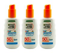 Garnier KIDS SENSITIVE 3x 150ml Spray Solaire LSF 50+ pour Enfants Extra Étanche