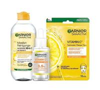Garnier Kit de soin du visage avec eau micellaire, sérum à la vitamine C et 5 masques pour un teint éclatant, Skin Active