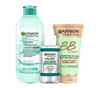 Garnier Kit de soin pour le visage, avec eau nettoyante micellaire, sérum à l'aloe hyaluronique et BB crème, pour un teint éclatant, Skin Active