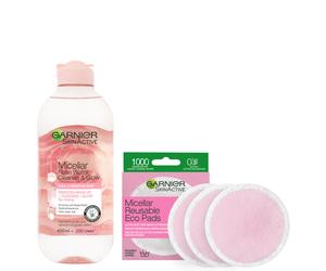 Garnier Makeup Remover Eco Pads and Rose Micellar Water Duo Set
