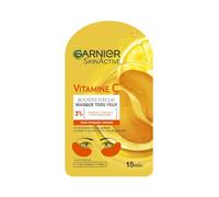 Garnier Masque Tissu Yeux Vitamine C Booster Éclat Contour Yeux 15min | Réduit les cernes, Glycérine & acide hyaluronique, Tissu compostable, Cruelty free, Illumine contour des yeux
