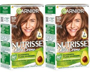 Garnier Nutrisse Ultra Creme Coloration permanente pour cheveux 6.03 Blond foncé doré naturel avec couverture jusqu'à 100% des cheveux blancs (Lot de 2)