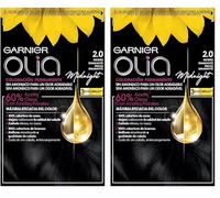 Garnier Olia Coloración Permanente Sin Amoniaco Para Un Olor Agradable Con Aceites Florales De Origen Natural - Negro Diamante 2.0 (Lot de 2)