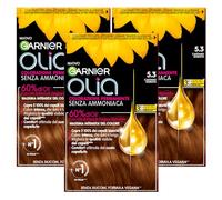 Garnier Olia Coloration Cheveux Coloration Permanente Couleur 5.3 Brun Doré Sans Ammoniaque Parfum Délicat avec Huiles de Fleurs d'origine Naturelle - 3 Teintes