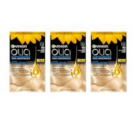 Garnier Olia Coloration permanente sans ammoniaque avec des huiles naturelles de fleurs à action éclairante et nutritive, couleur 110 Super éclaircissant blond naturel - 3 boîtes